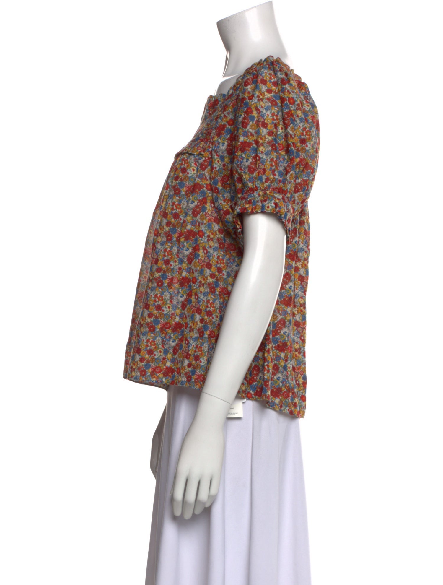DÔEN Floral Print Square Neckline Blouse