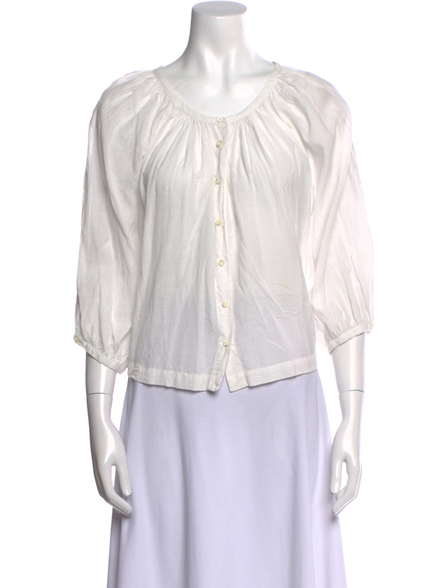 DÔEN Scoop Neck Three-Quarter Sleeve Blouse