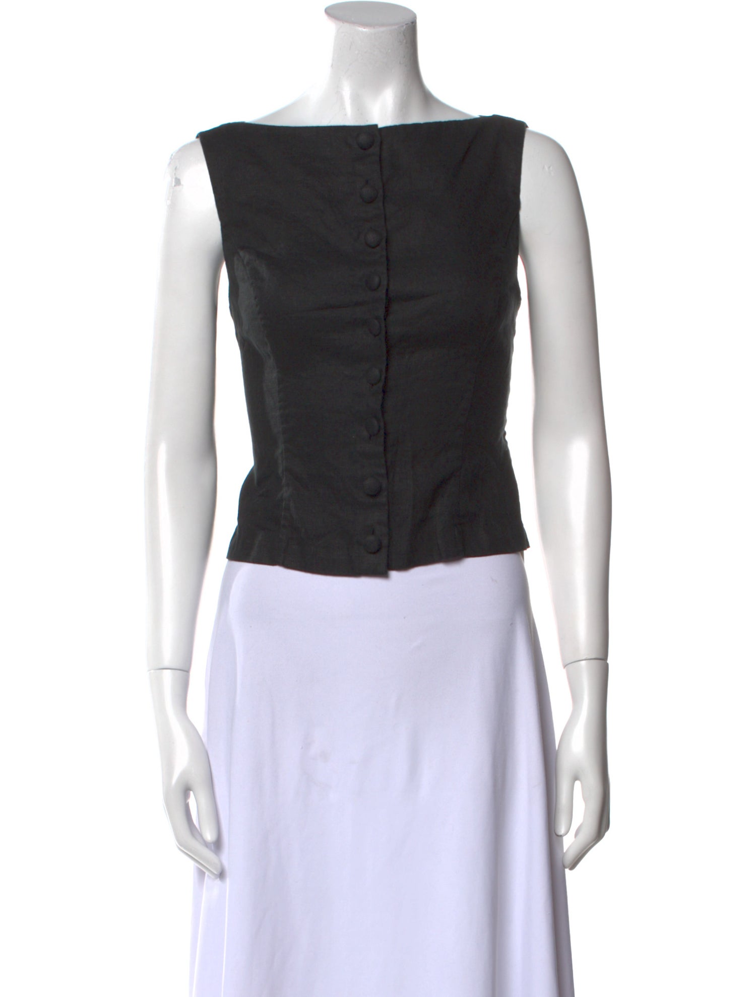 DÔEN Linen Bateau Neckline Crop Top