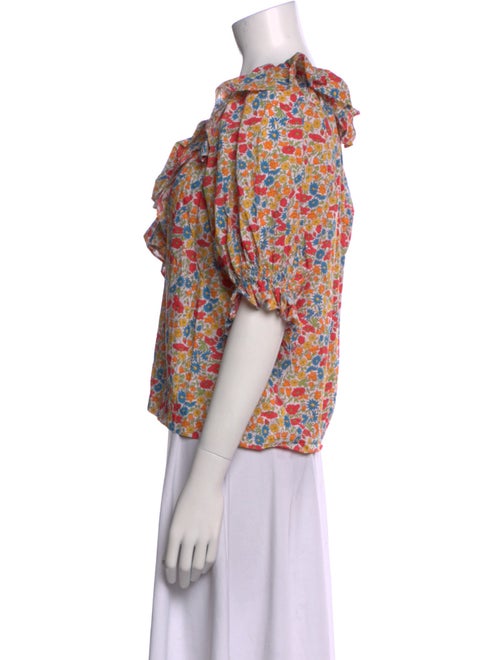 DÔEN Floral Print V-Neck Crop Top