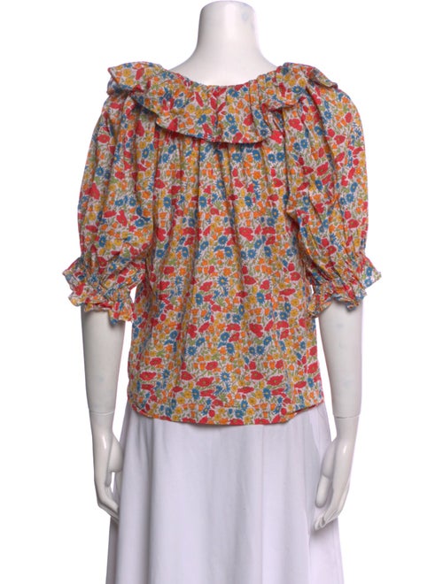 DÔEN Floral Print V-Neck Crop Top