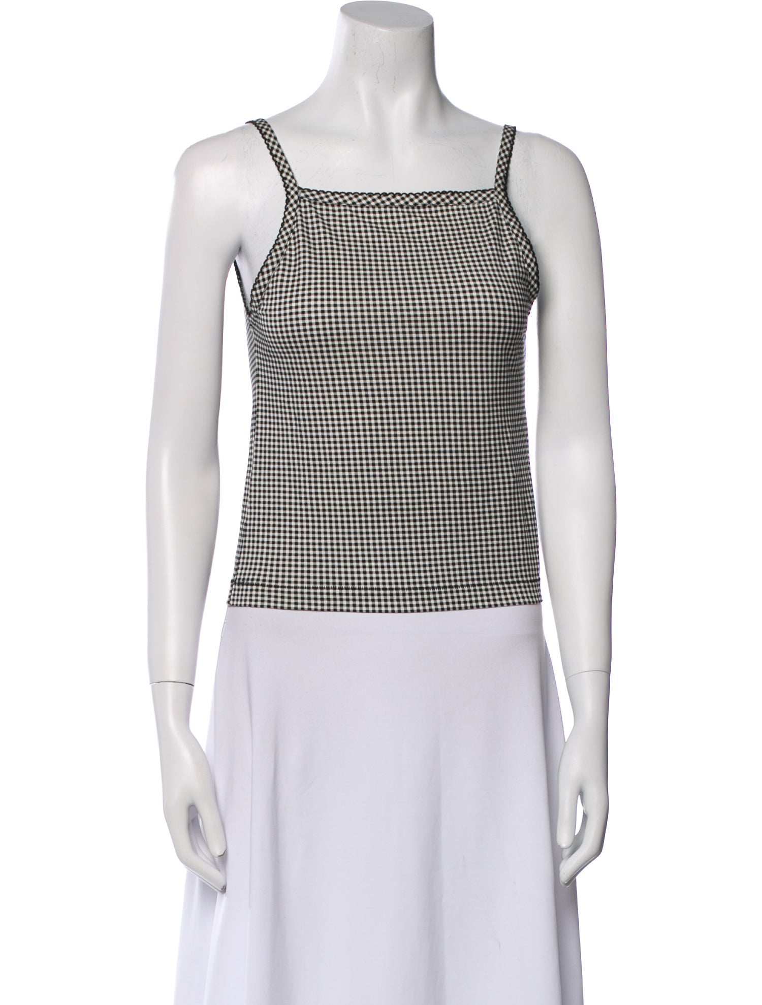 DÔEN Plaid Print Square Neckline Crop Top