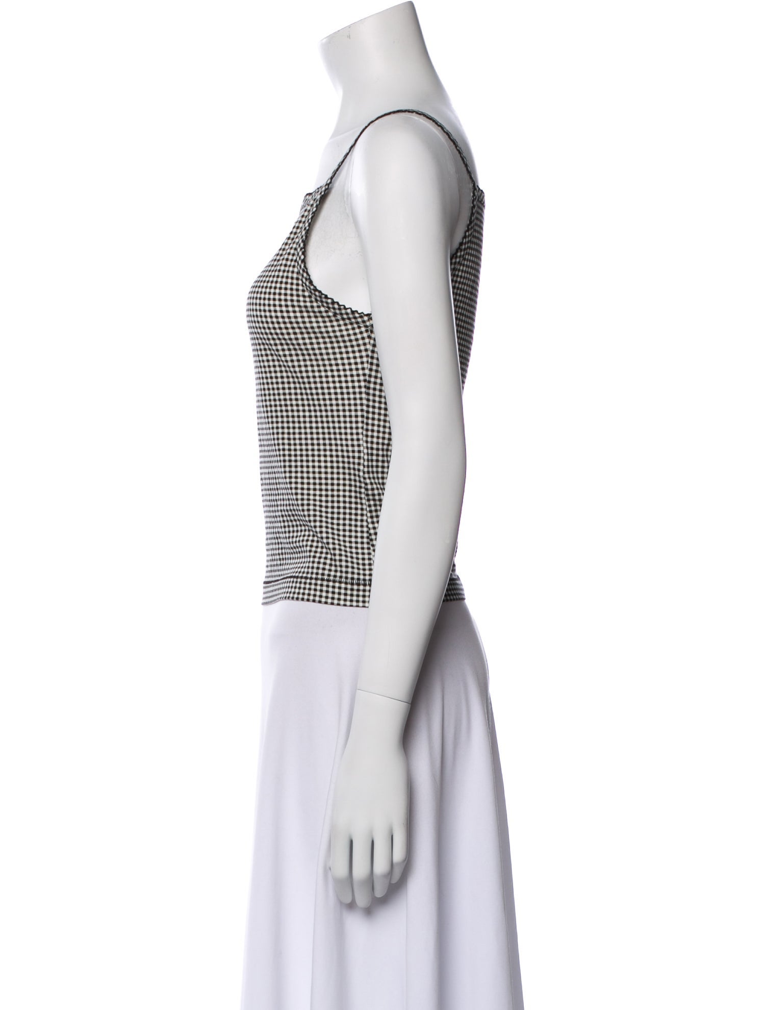 DÔEN Plaid Print Square Neckline Crop Top