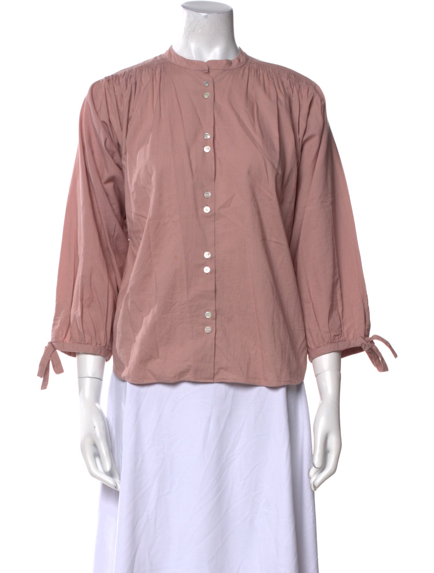 DÔEN Crew Neck Three-Quarter Sleeve Blouse