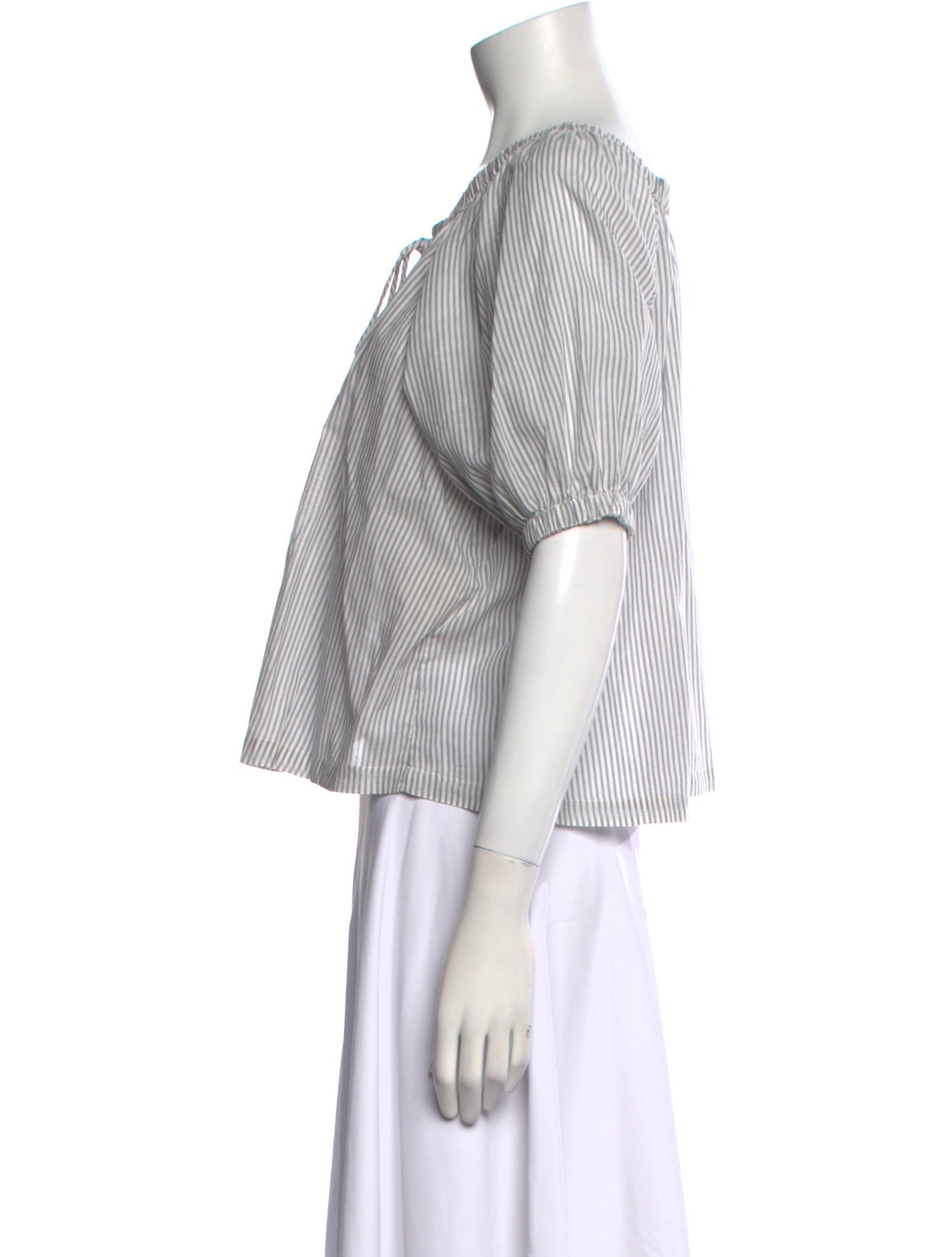 DÔEN Striped Scoop Neck Crop Top