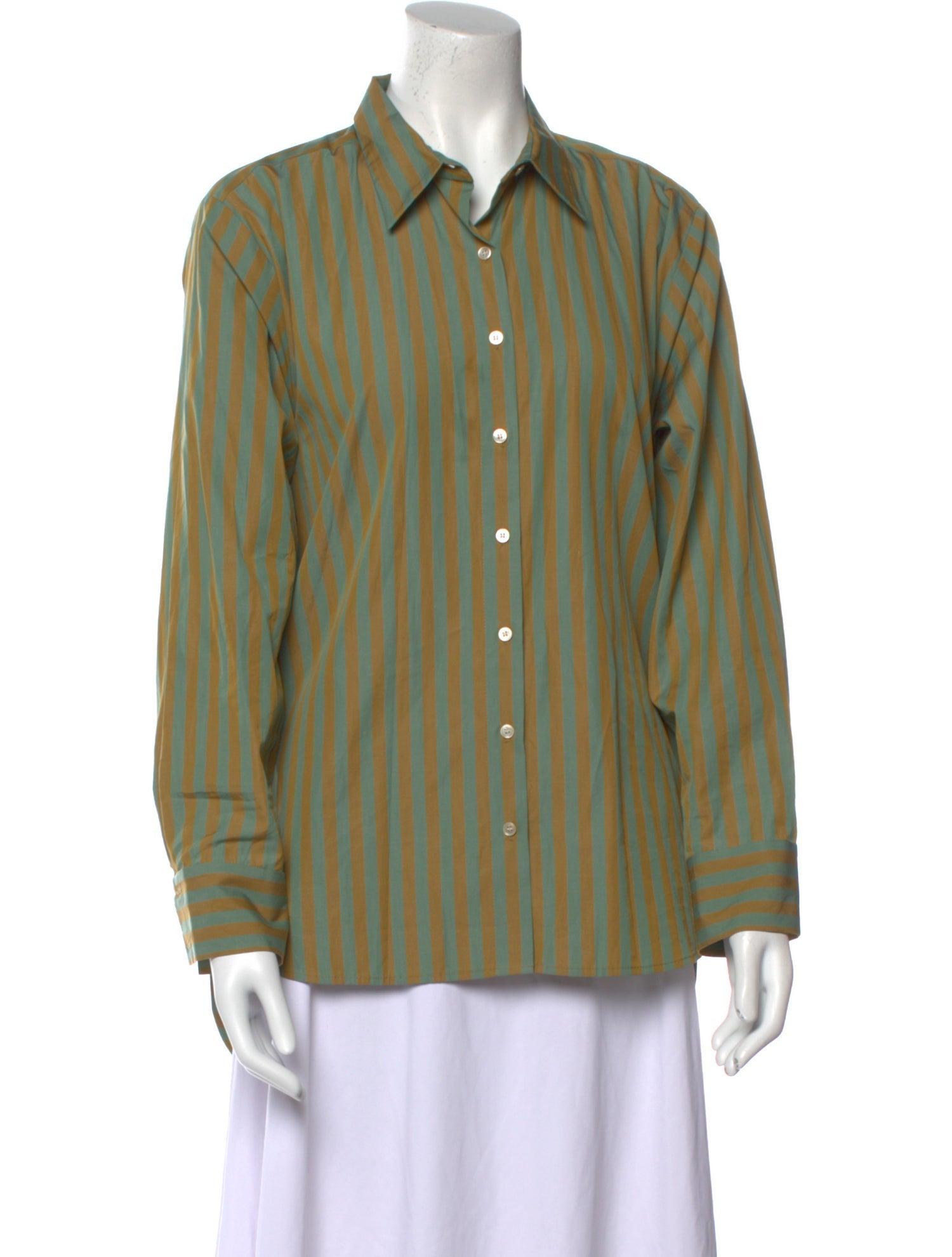 DÔEN Striped Long Sleeve Button-Up Top