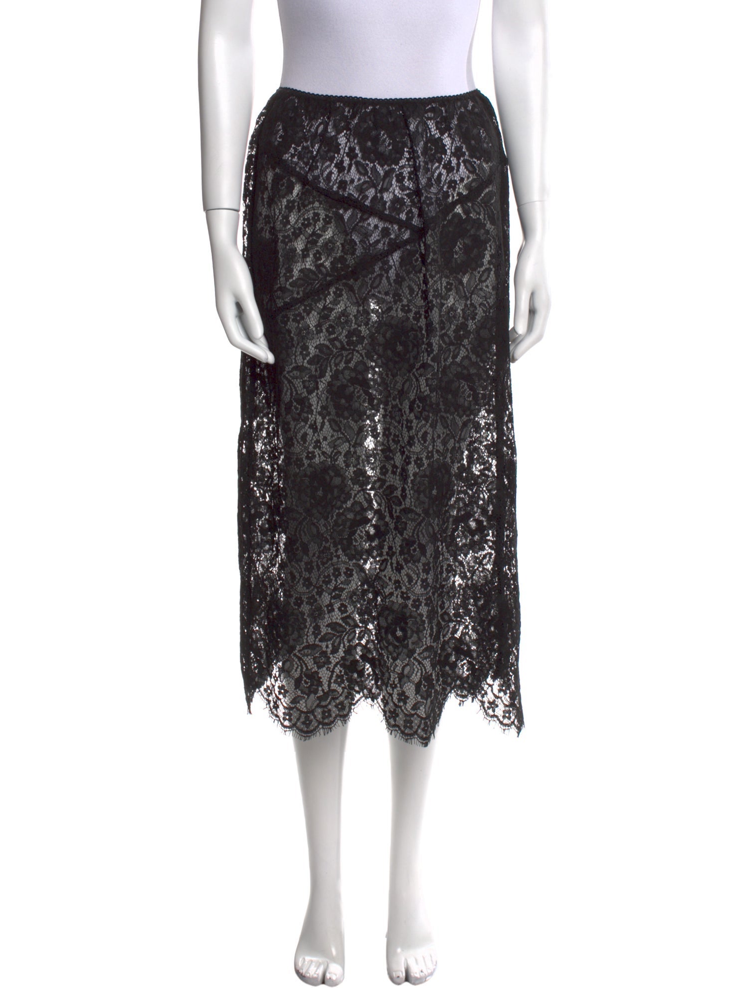 DÔEN Lace Pattern Midi Length Skirt