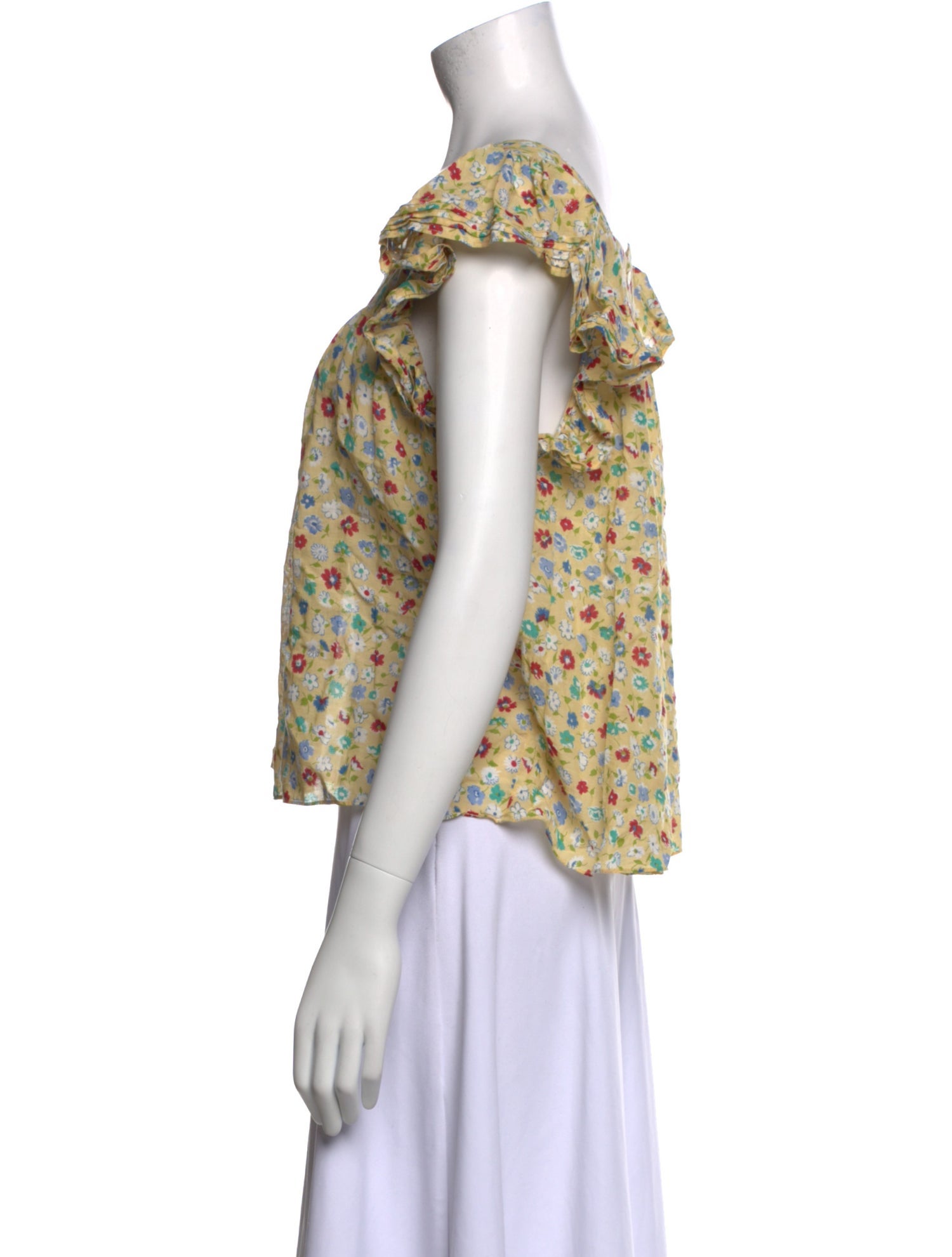 DÔEN Floral Print Square Neckline Crop Top