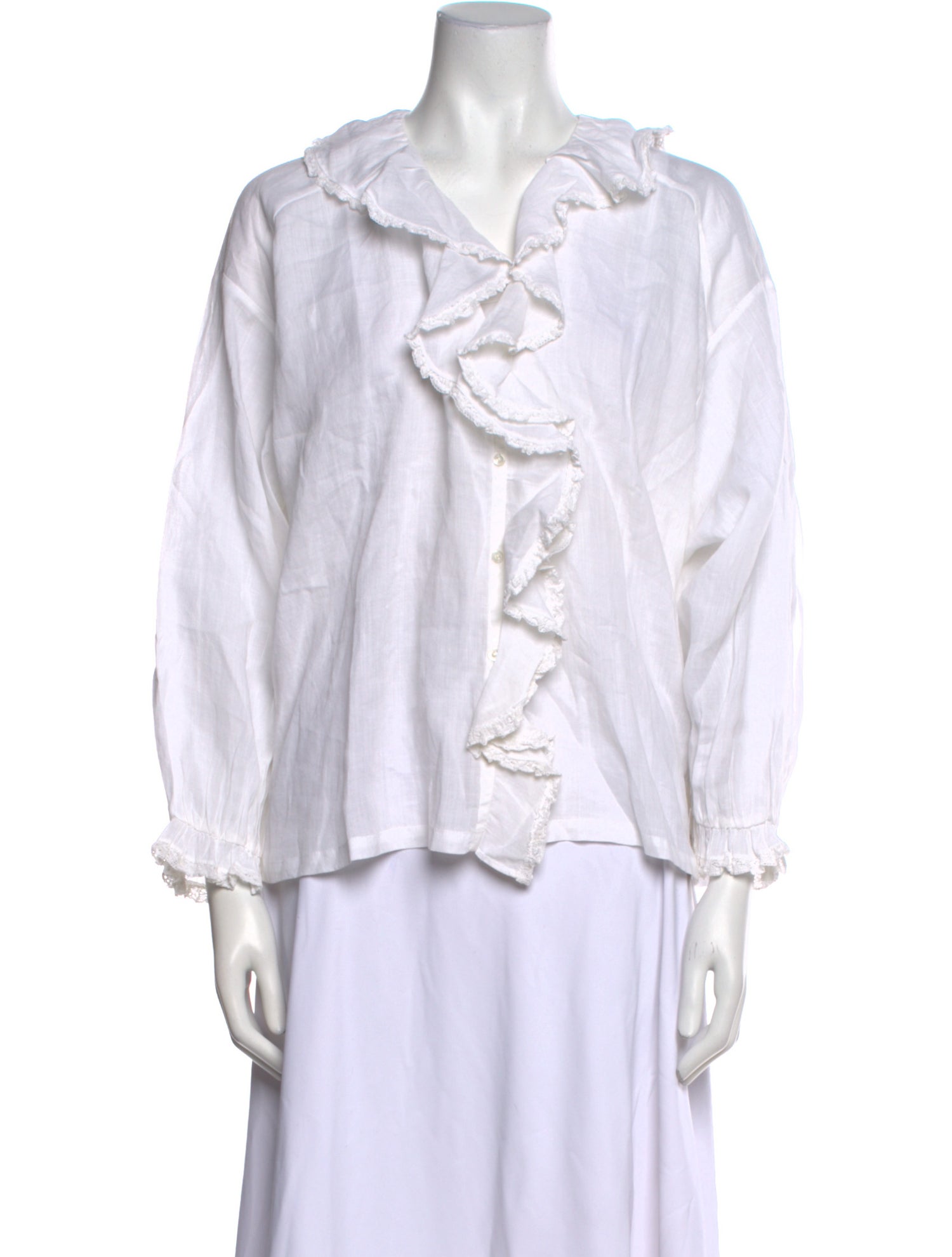 DÔEN V-Neck Three-Quarter Sleeve Blouse