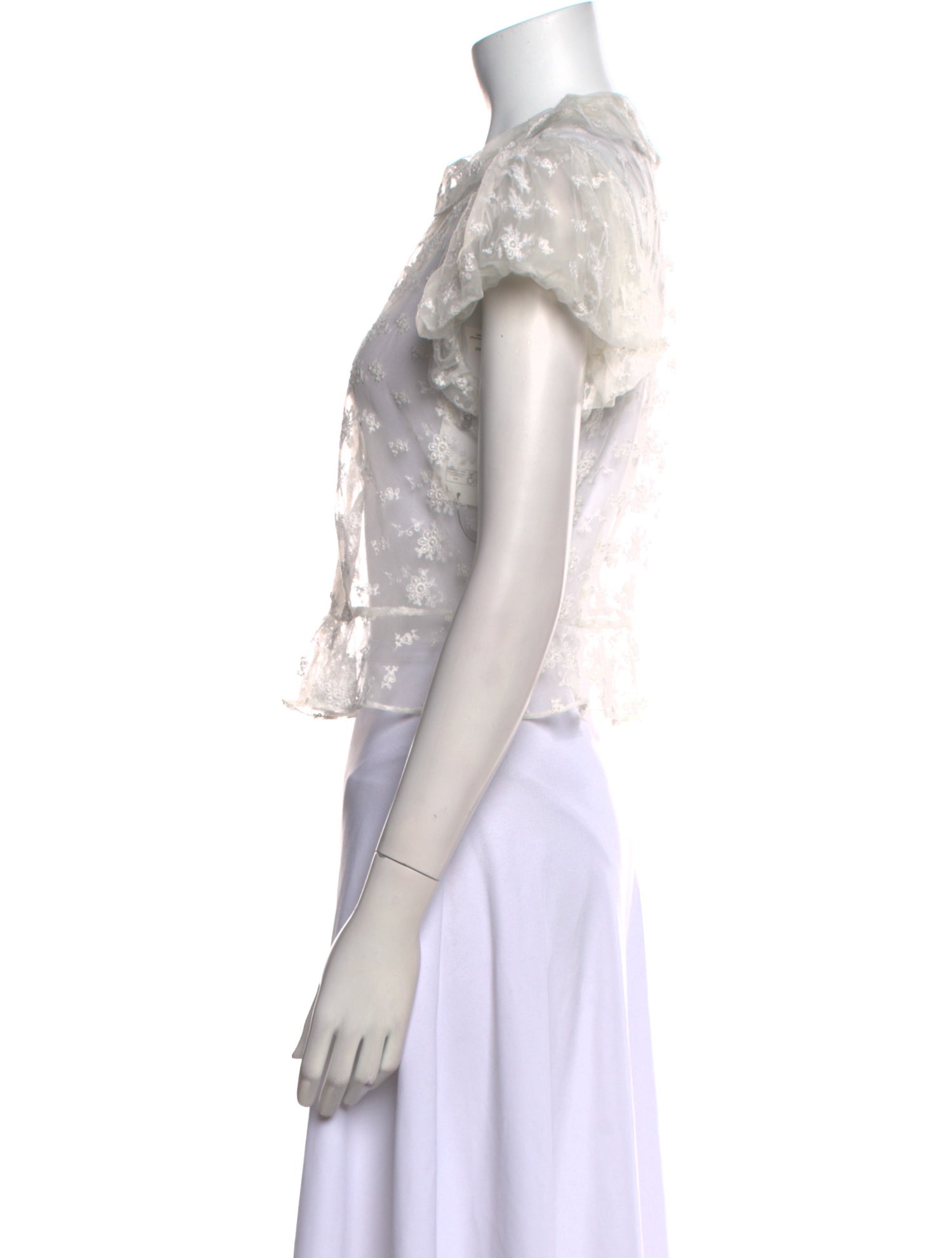 DÔEN Floral Print Crew Neck Crop Top