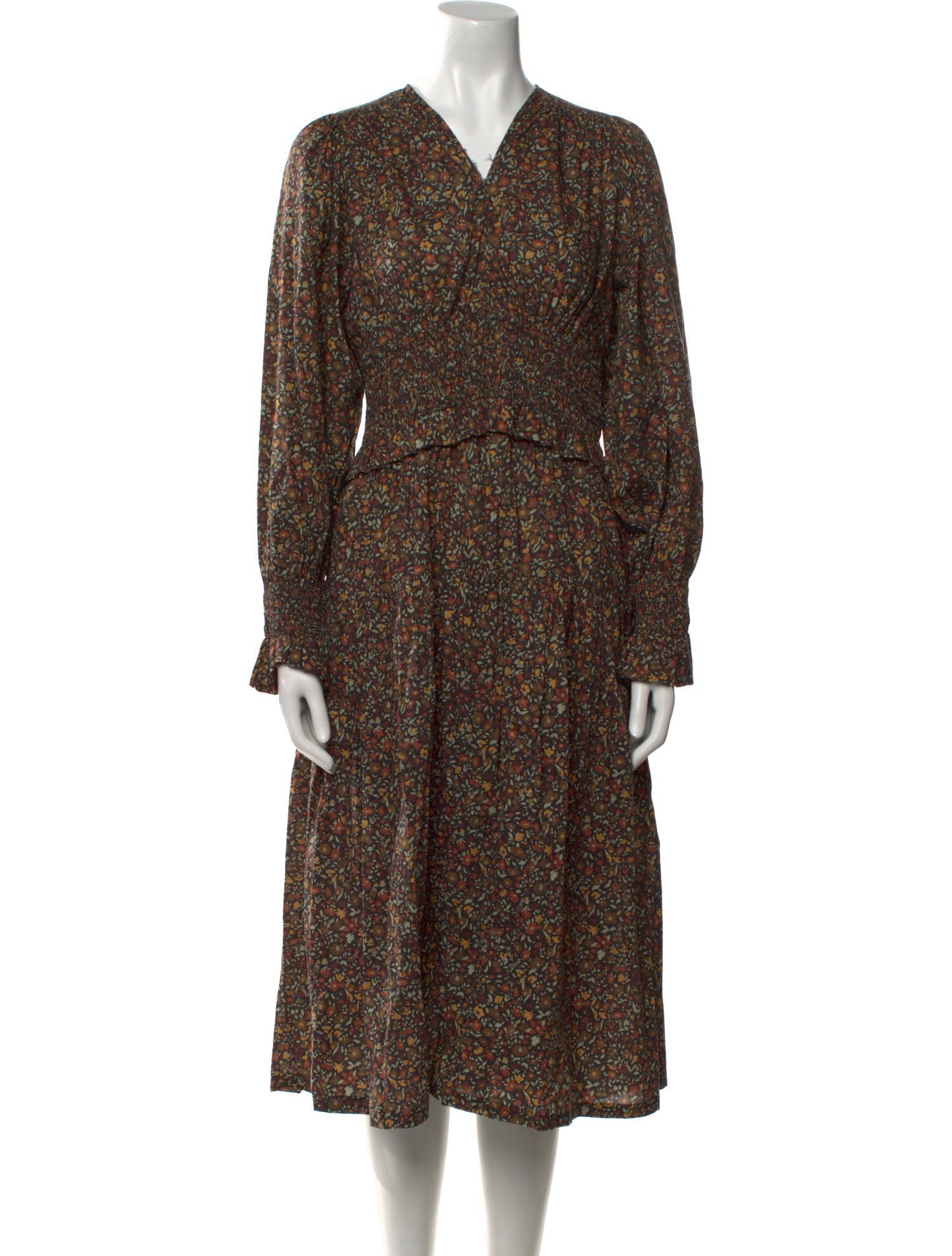 DÔEN Floral Print Midi Length Dress