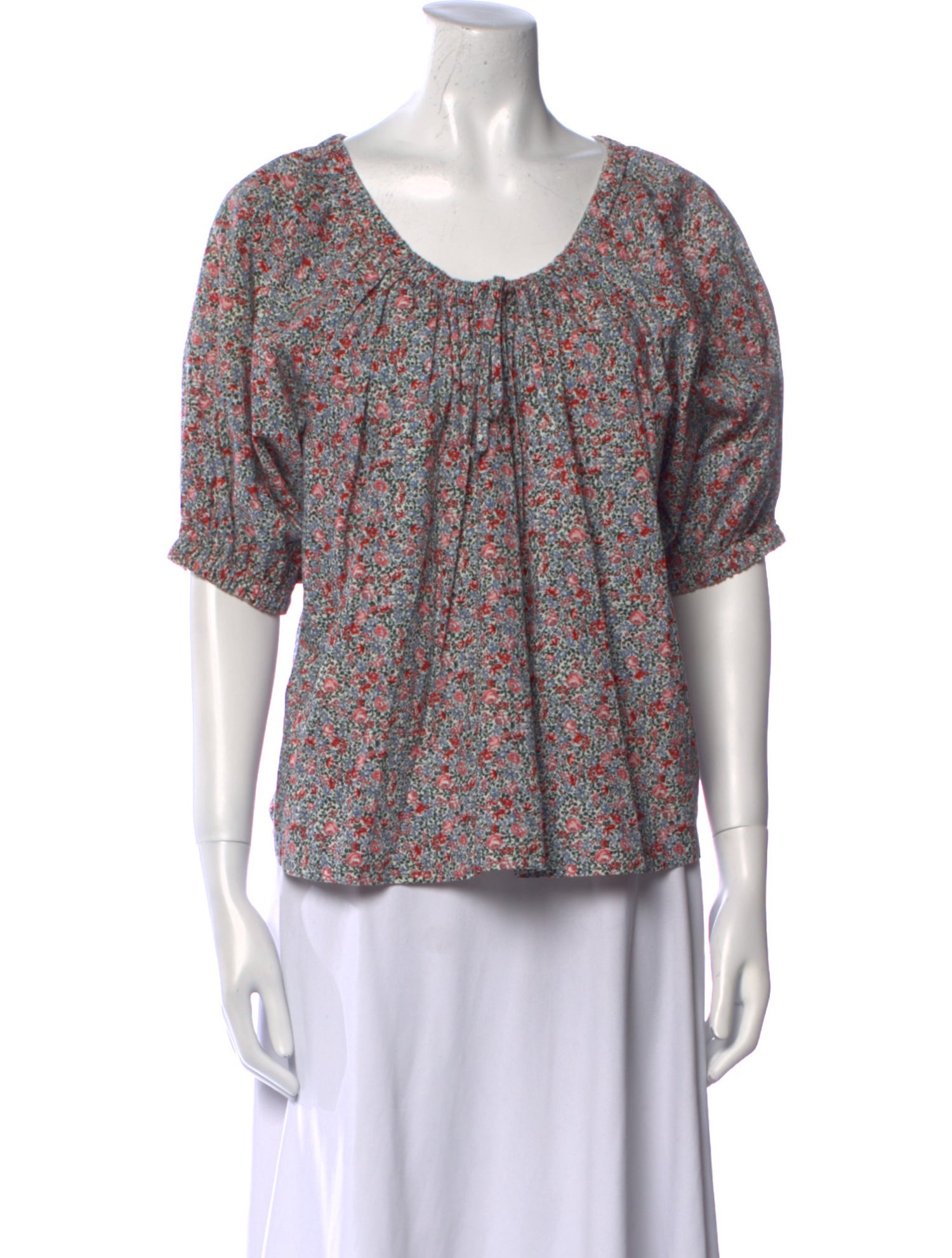 DÔEN Floral Print Scoop Neck Blouse