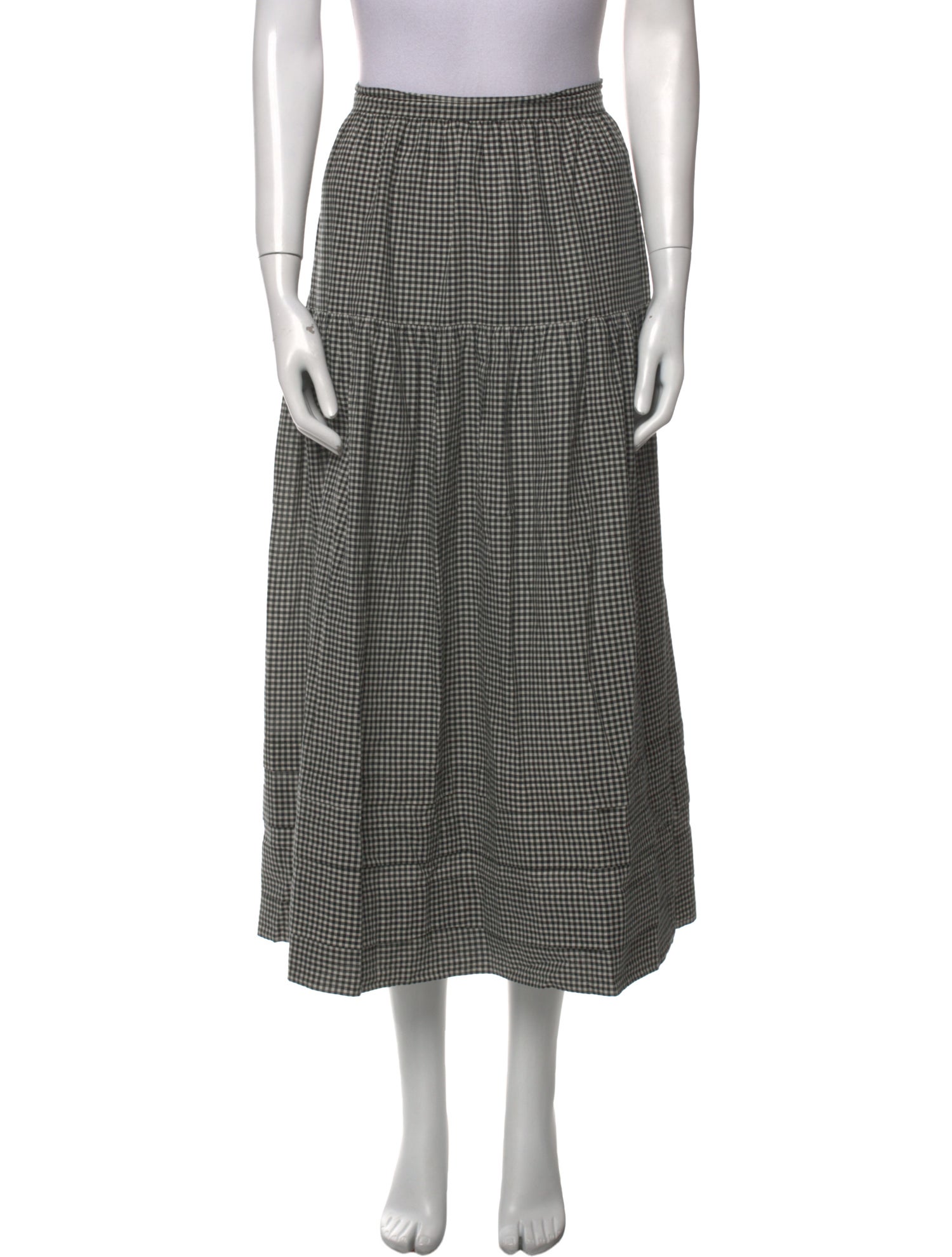 DÔEN Plaid Print Midi Length Skirt