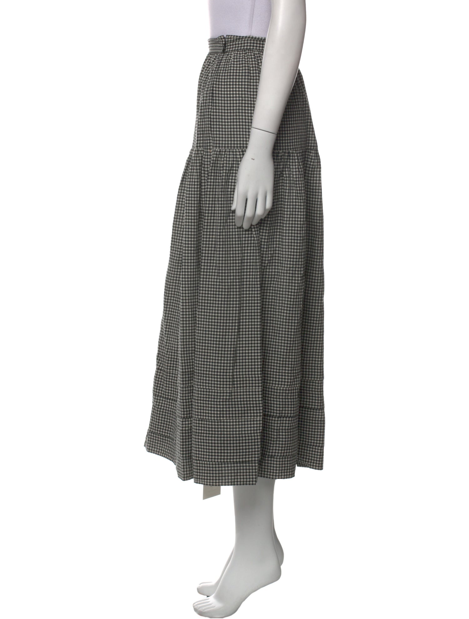 DÔEN Plaid Print Midi Length Skirt