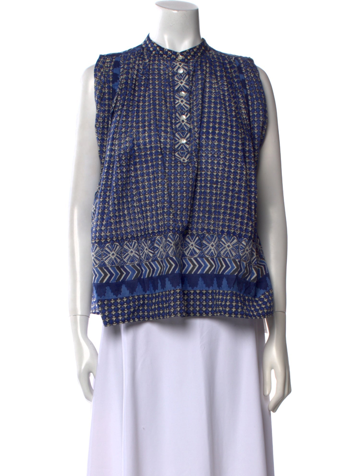 DÔEN Printed Crew Neck Blouse