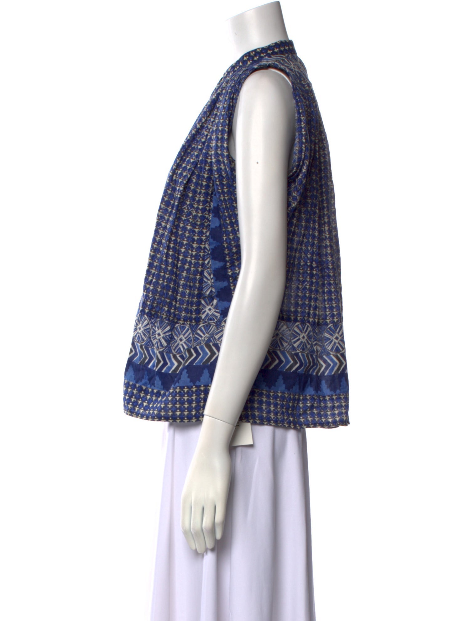 DÔEN Printed Crew Neck Blouse