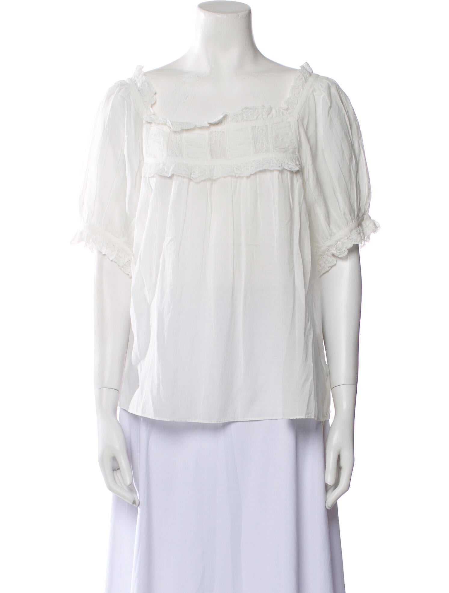 DÔEN Square Neckline Short Sleeve Blouse