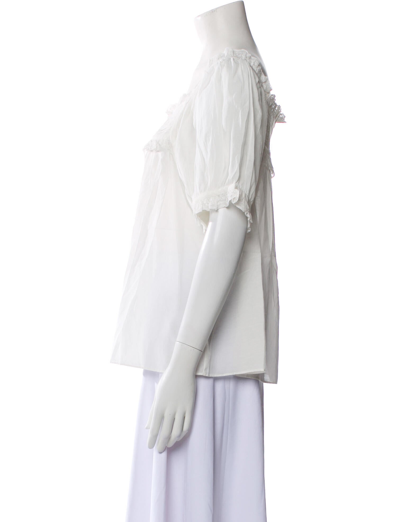 DÔEN Square Neckline Short Sleeve Blouse