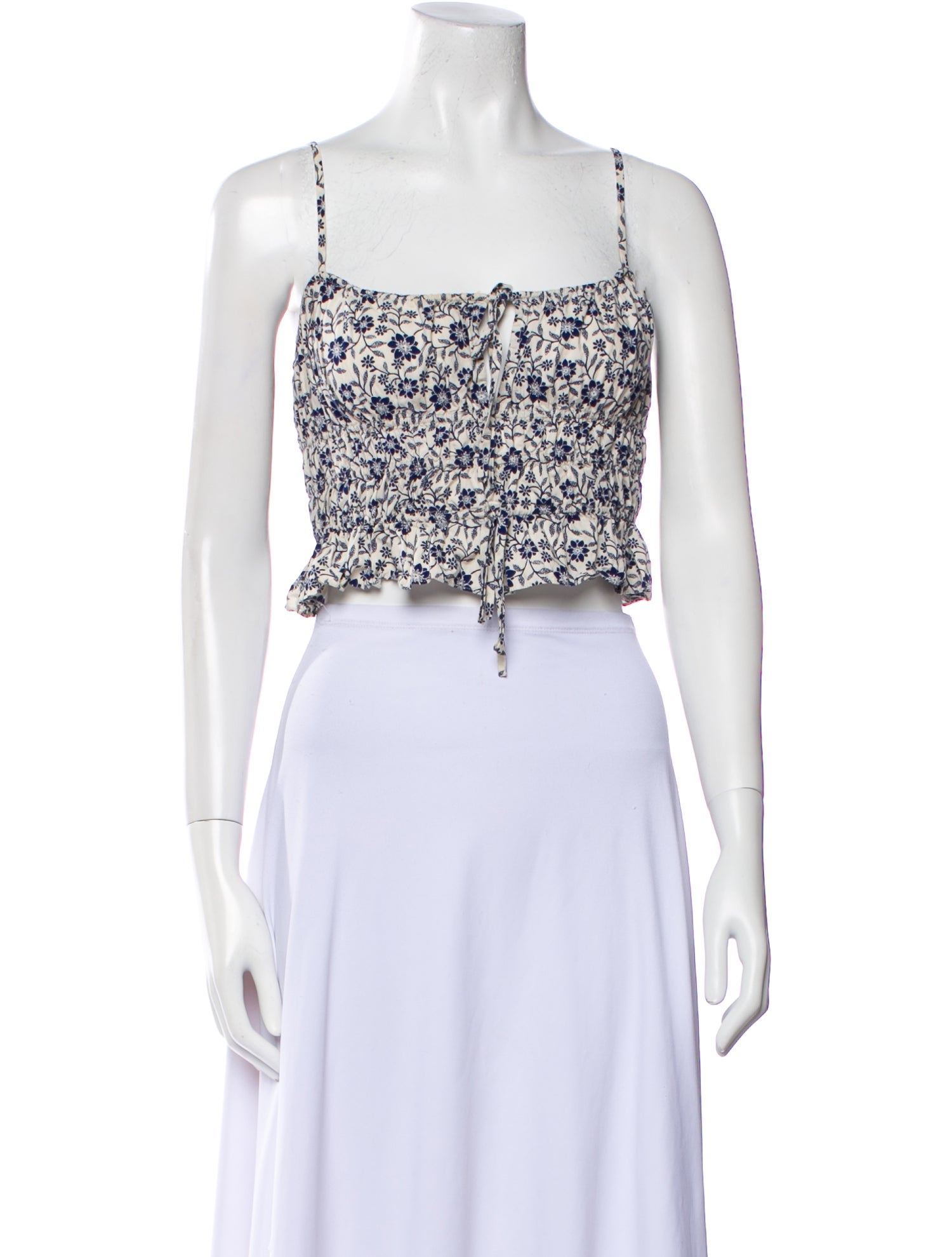 DÔEN Floral Print Square Neckline Crop Top