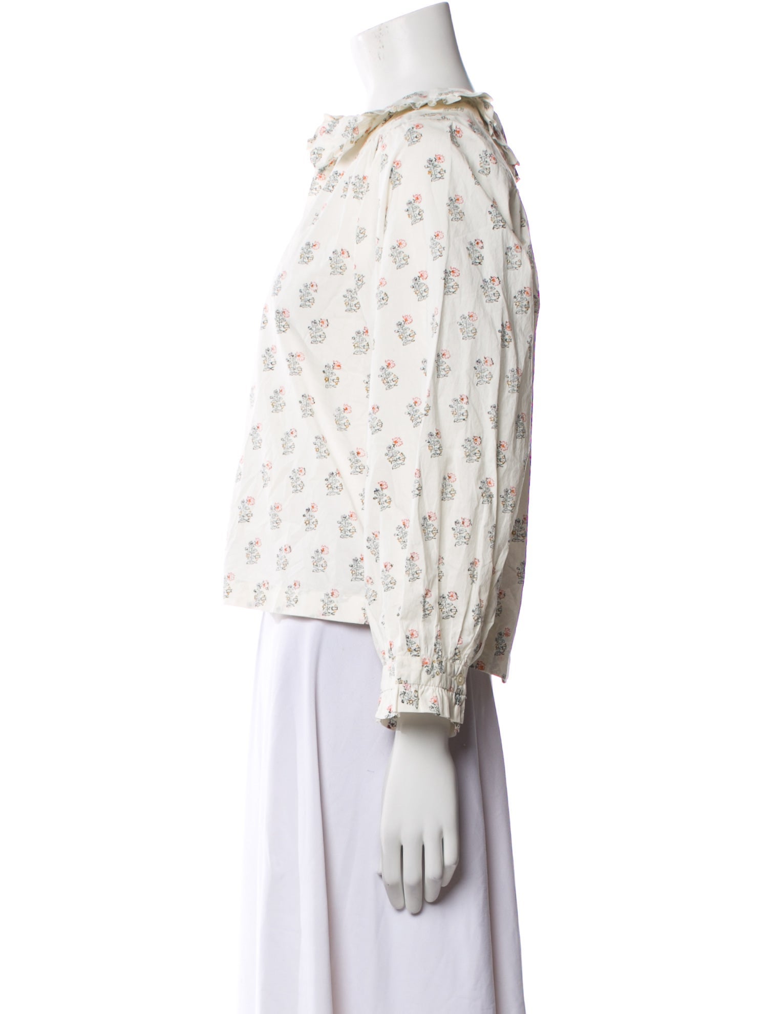 DÔEN Floral Print Bateau Neckline Blouse