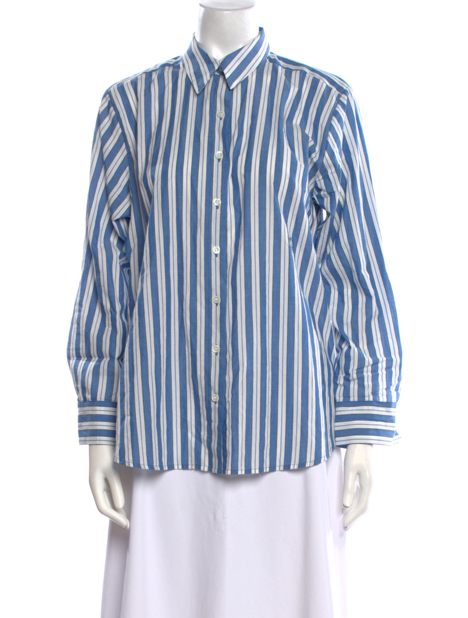 DÔEN Striped Long Sleeve Button-Up Top
