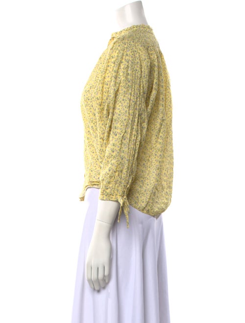 DÔEN Floral Print Mock Neck Crop Top