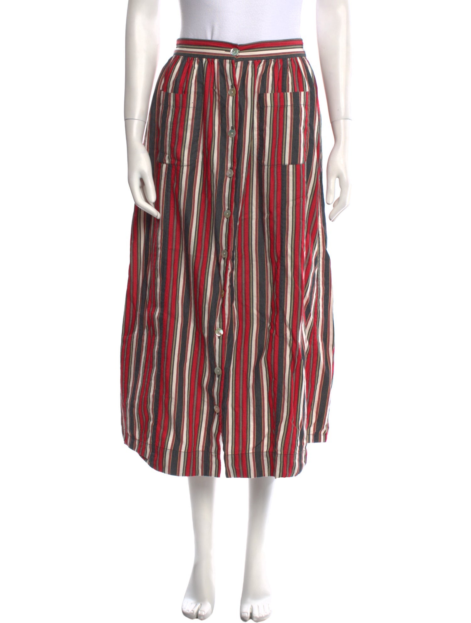 DÔEN Striped Midi Length Skirt