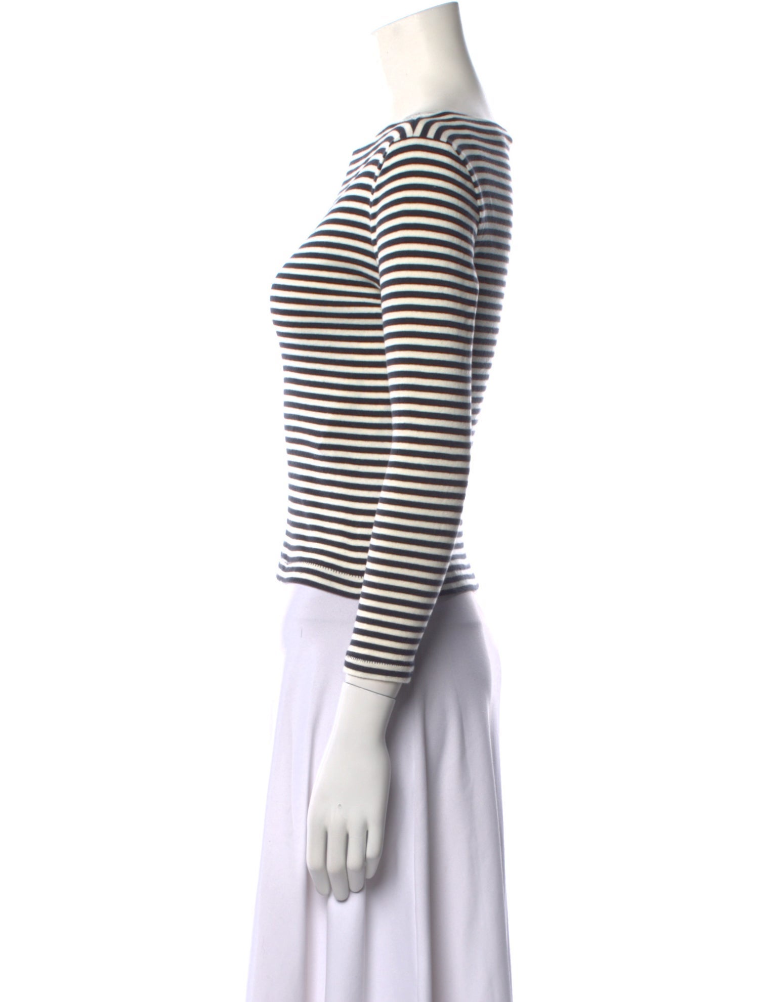 DÔEN Striped Bateau Neckline Crop Top