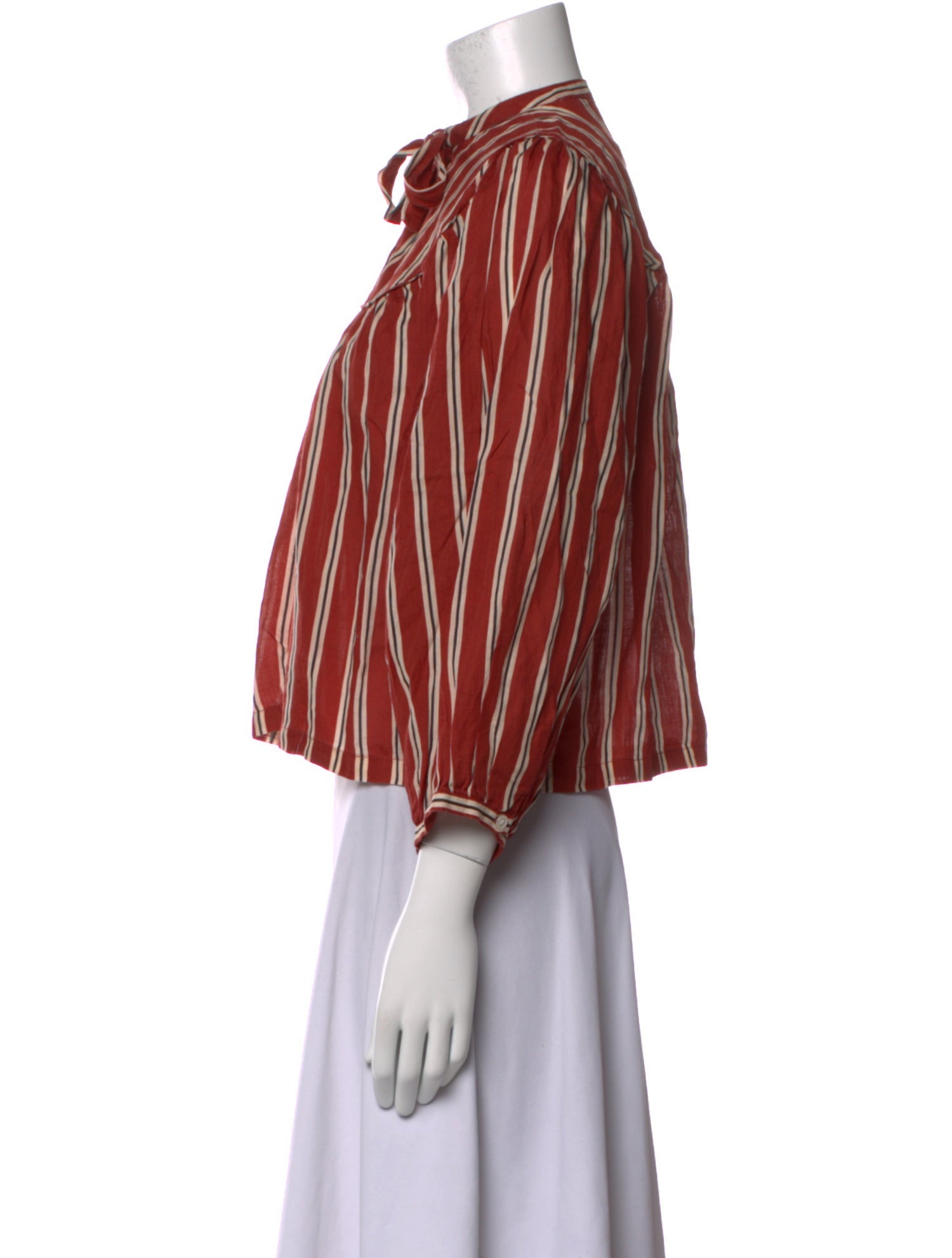 DÔEN Striped Mock Neck Blouse w/ Tags