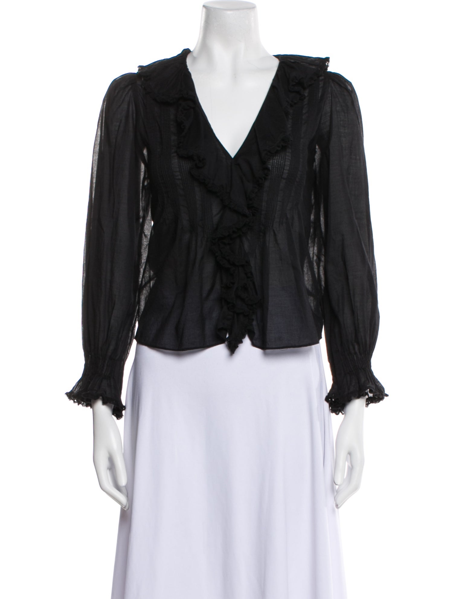 DÔEN V-Neck Long Sleeve Blouse