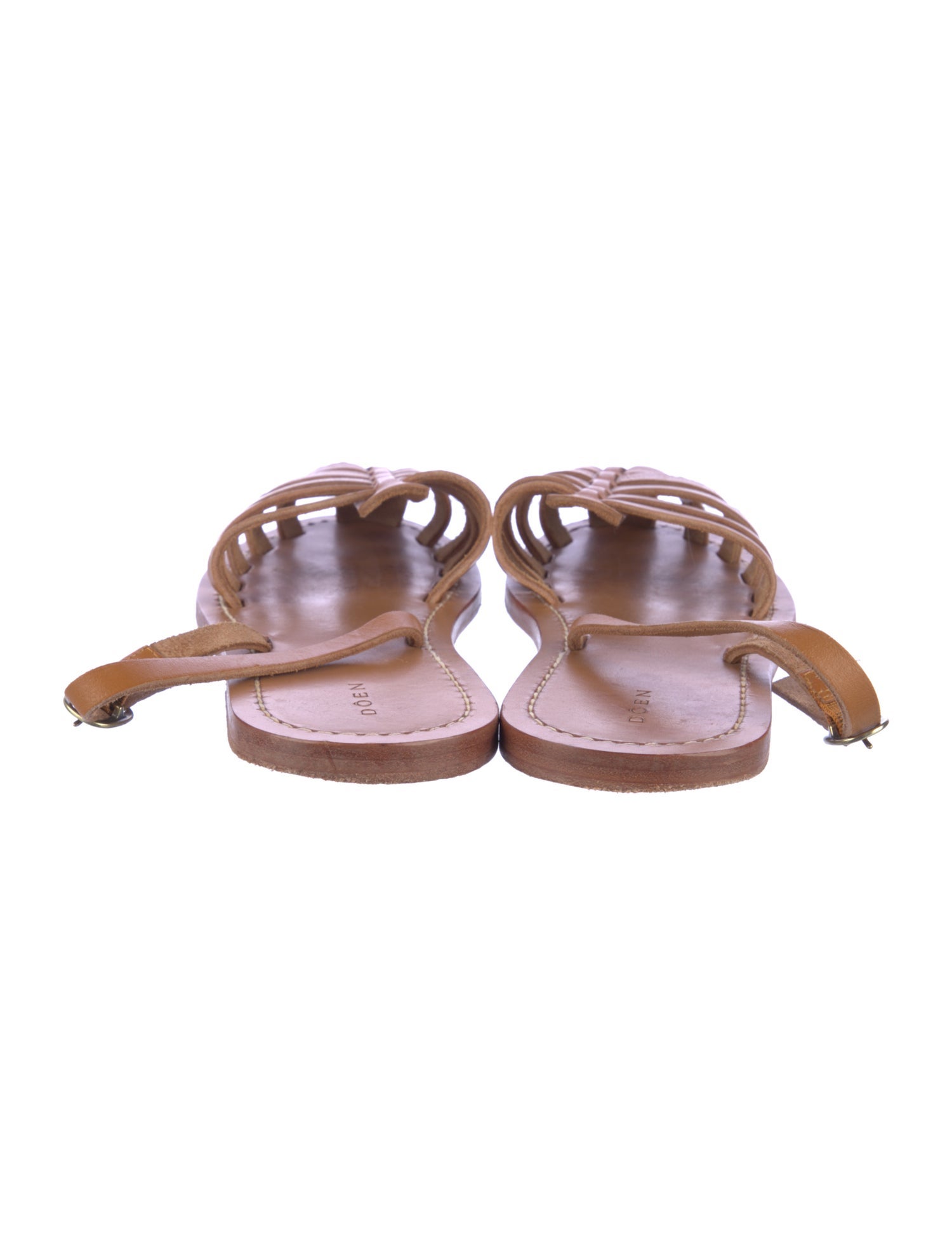 DÔEN Leather Cutout Accent Slingback Sandals