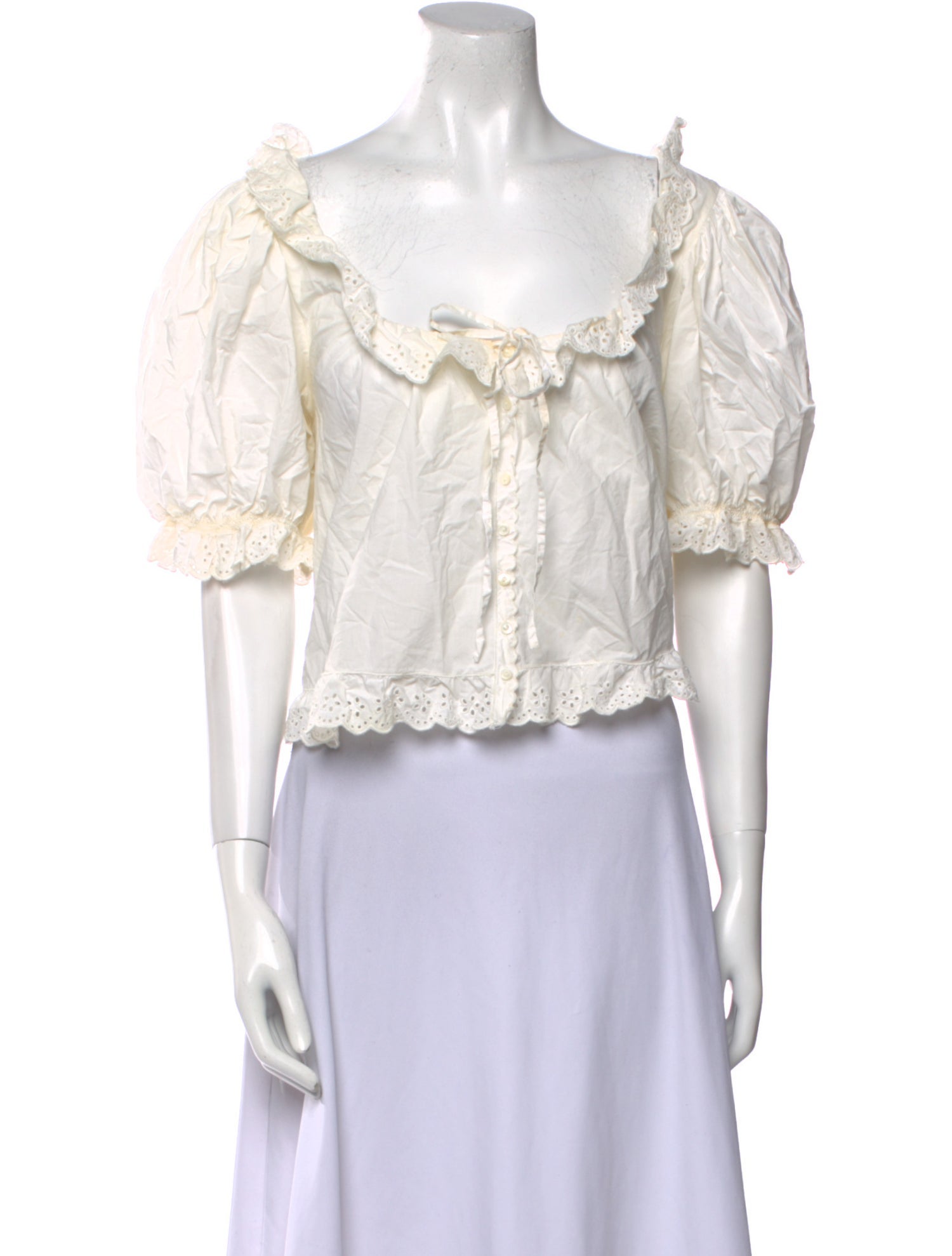 DÔEN Square Neckline Short Sleeve Crop Top