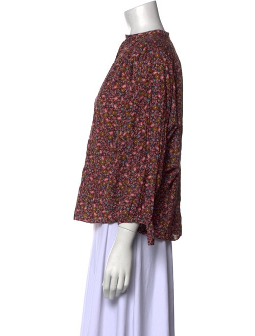 DÔEN Floral Print Mock Neck Blouse