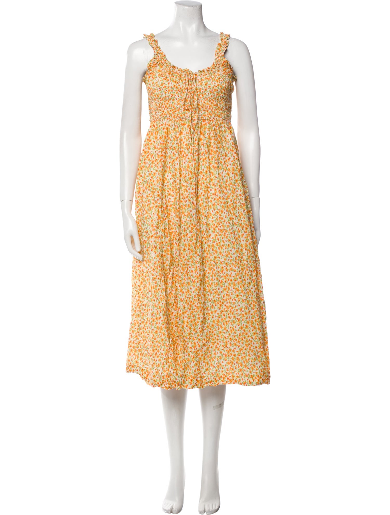 DÔEN Floral Print Midi Length Dress