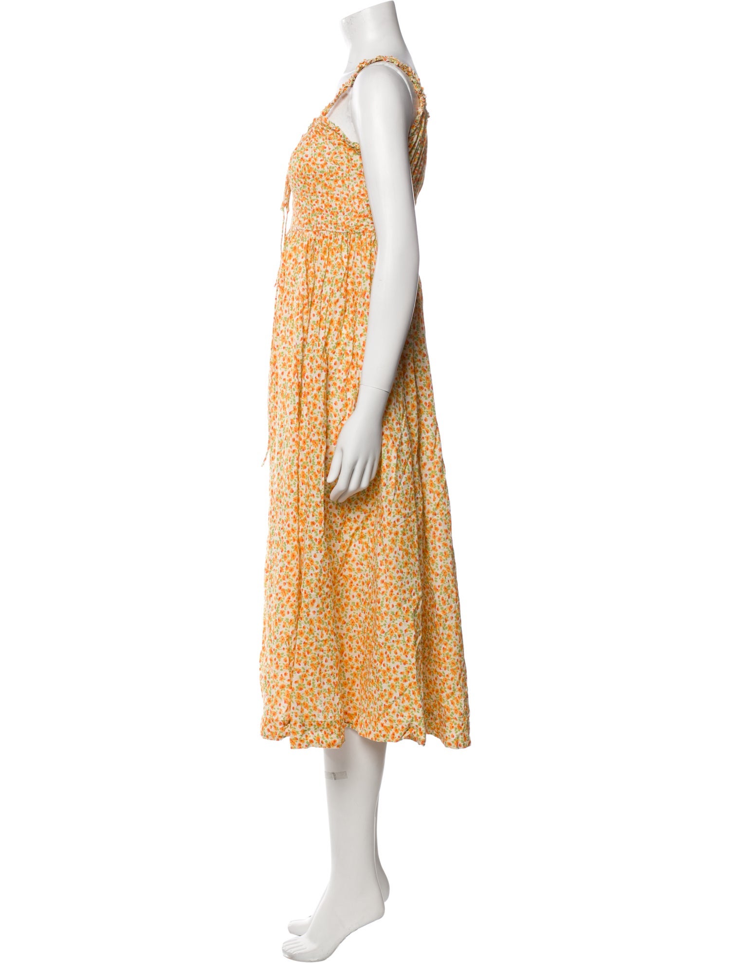 DÔEN Floral Print Midi Length Dress