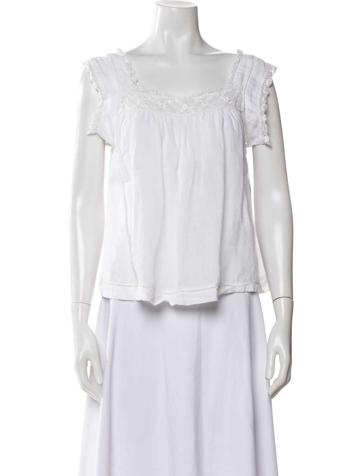 DÔEN Square Neckline Short Sleeve Blouse