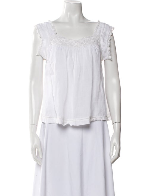 DÔEN Square Neckline Short Sleeve Blouse