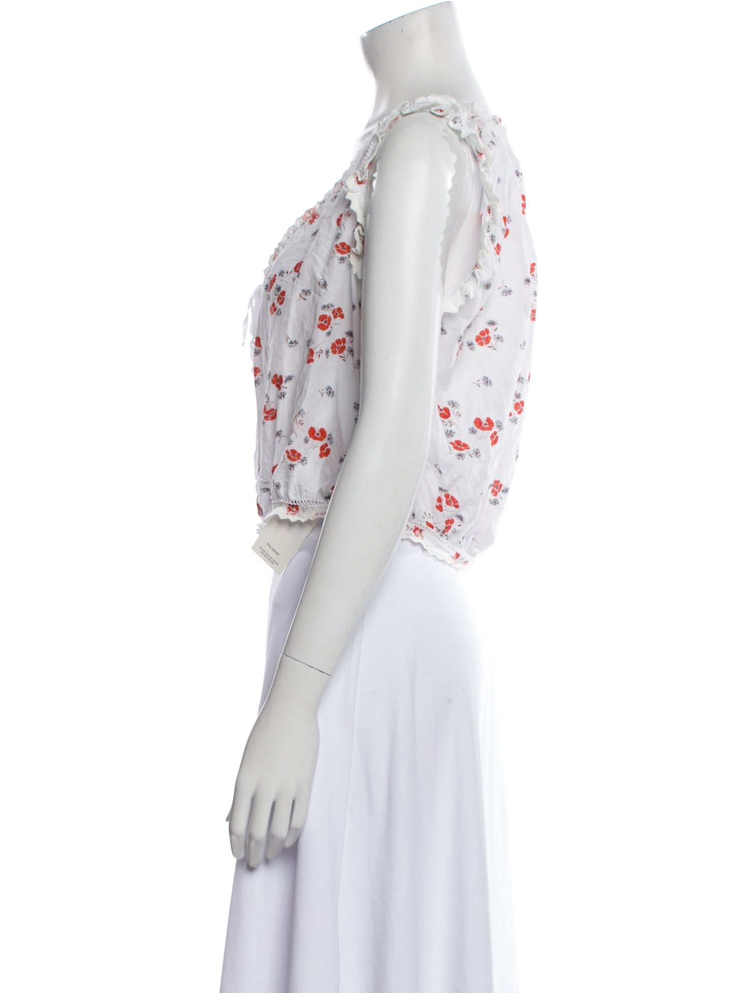 DÔEN Floral Print Scoop Neck Crop Top