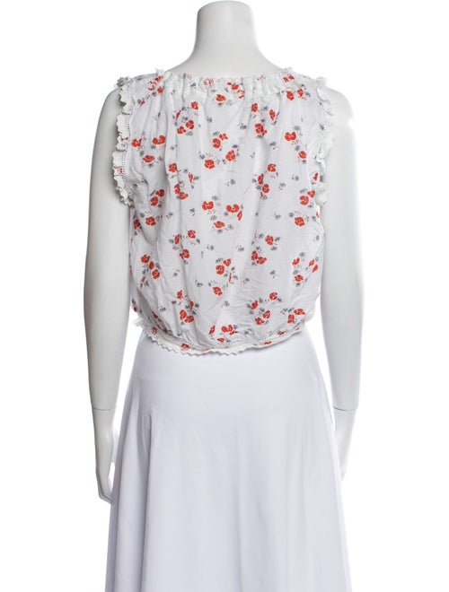 DÔEN Floral Print Scoop Neck Crop Top