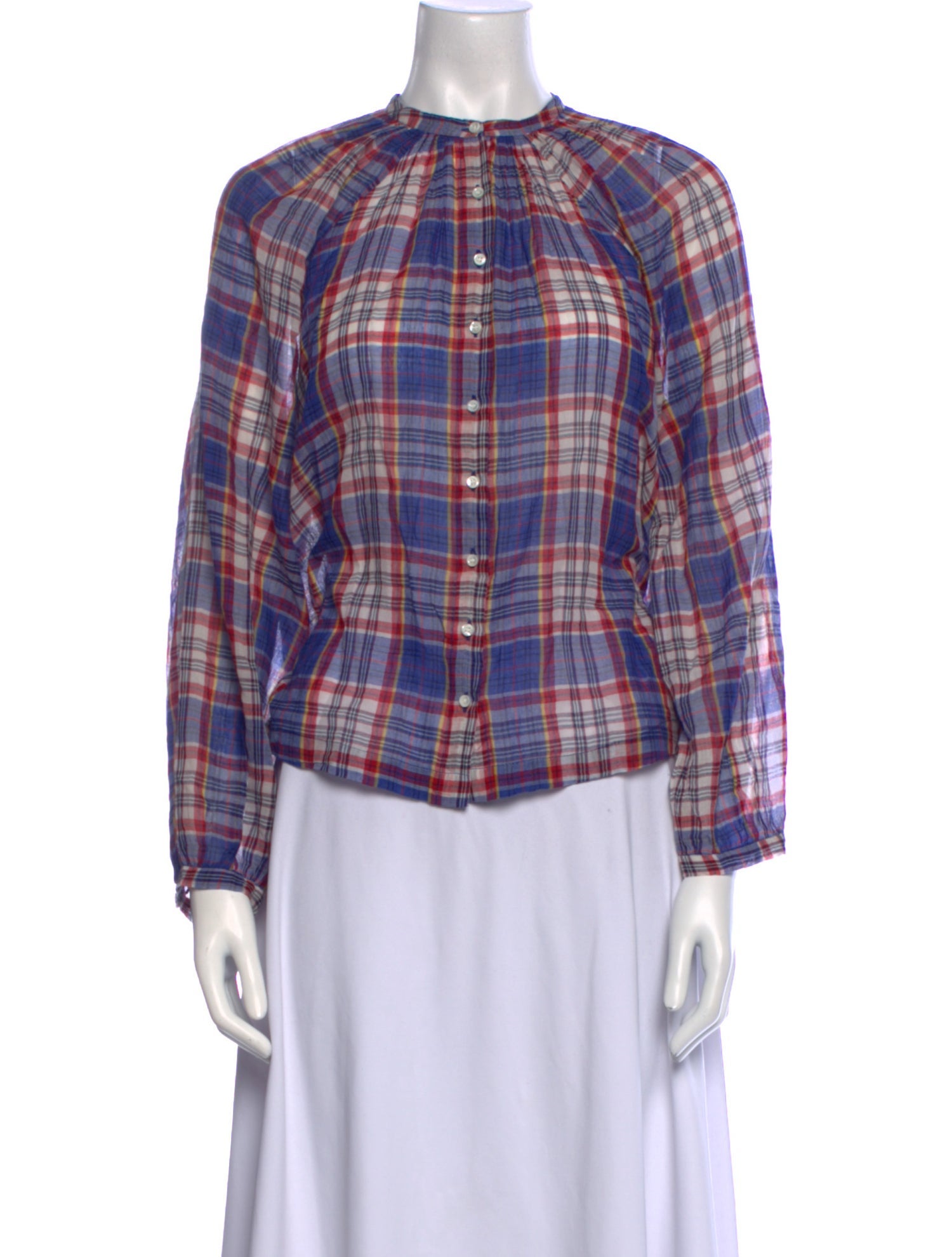 DÔEN Janice Top Plaid Print Button-Up Top