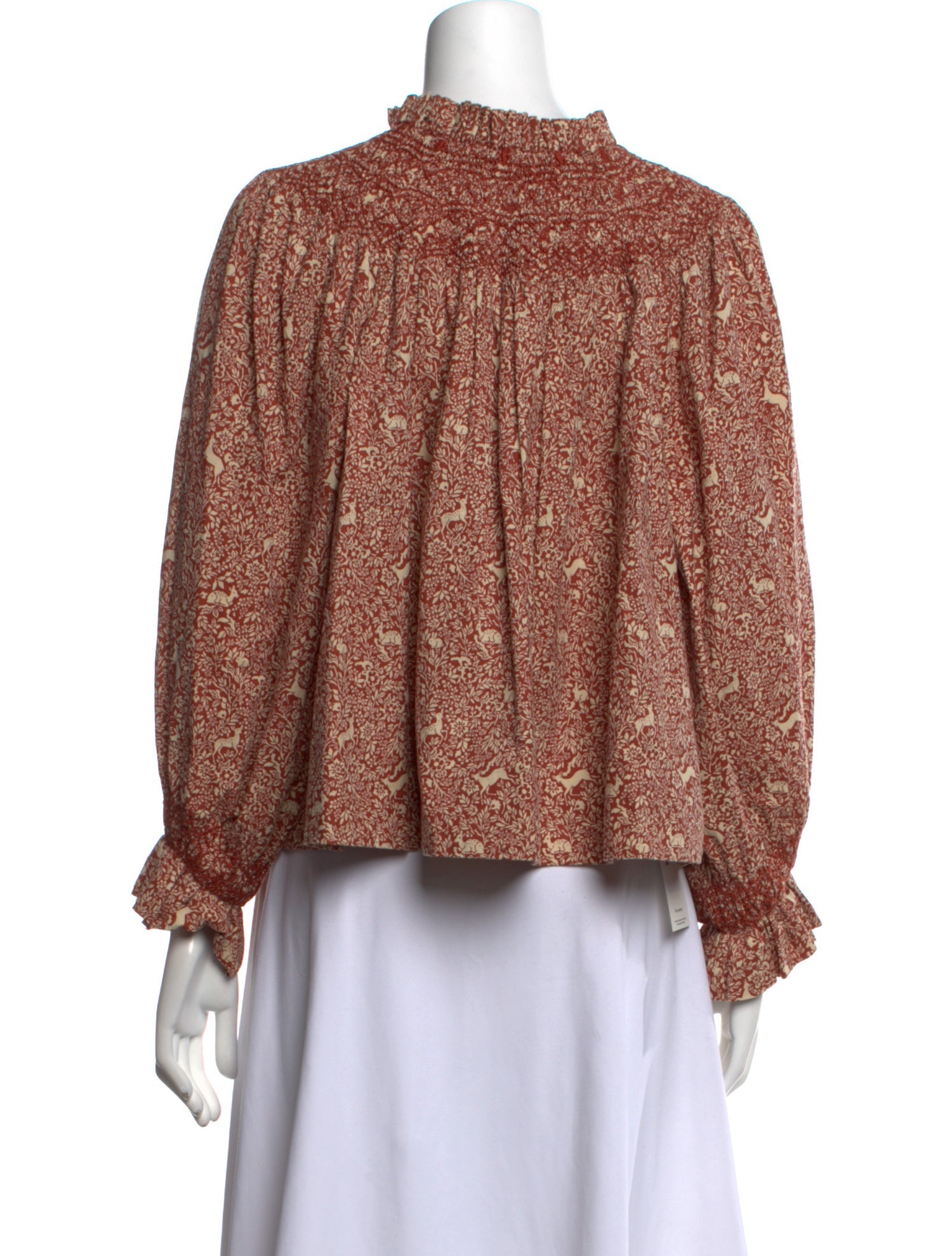 DÔEN Printed Mock Neck Blouse