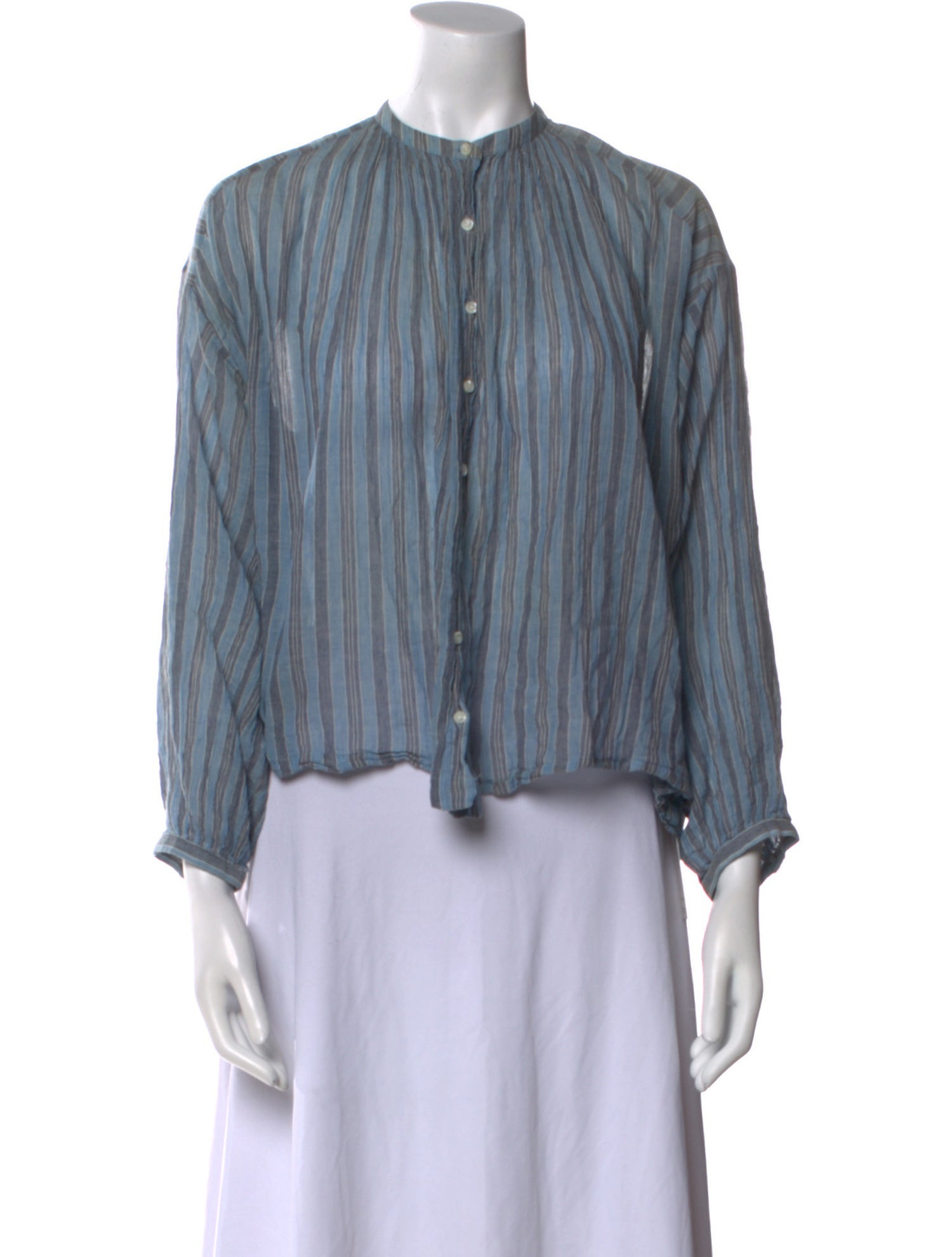 DÔEN Striped Mock Neck Crop Top