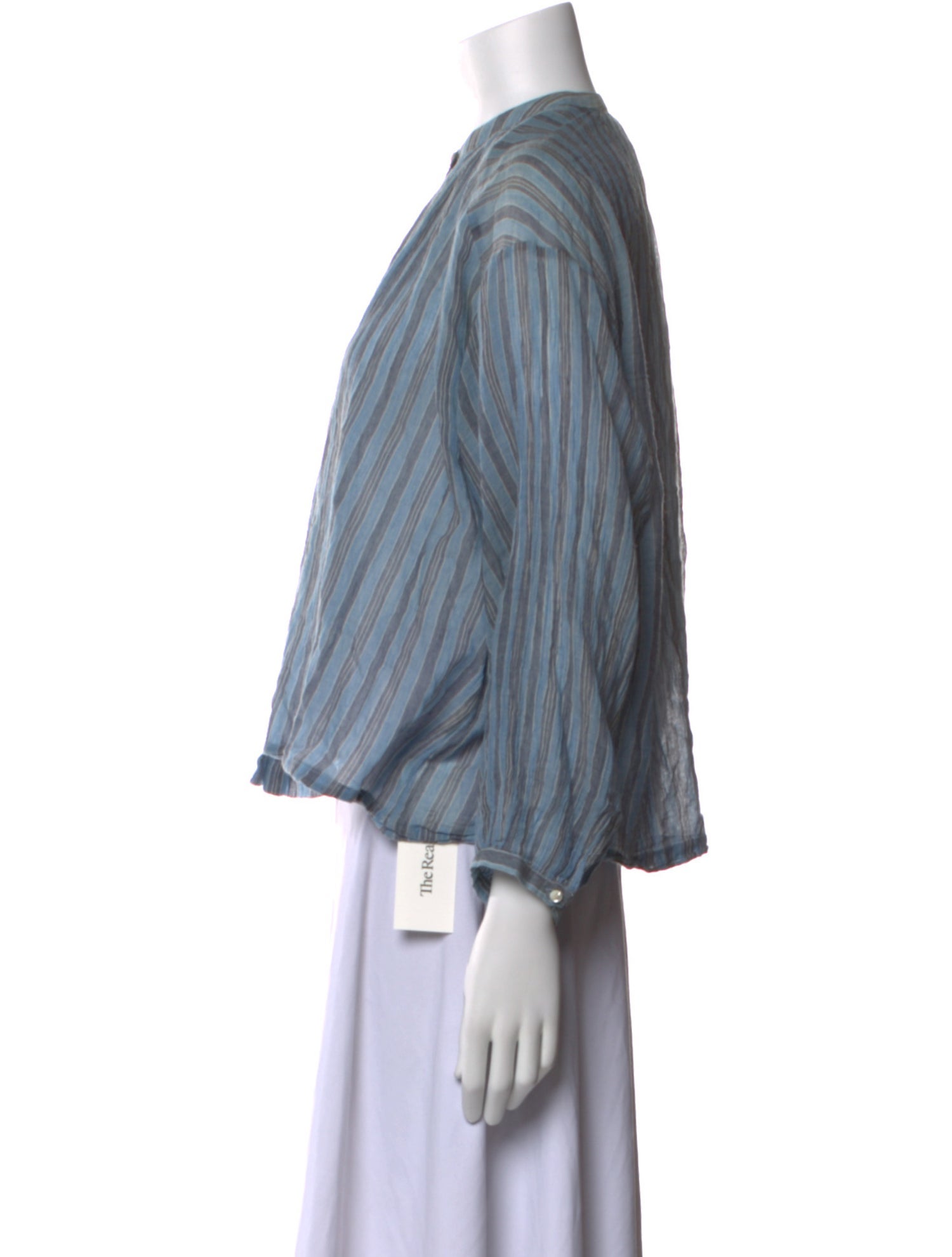 DÔEN Striped Mock Neck Crop Top