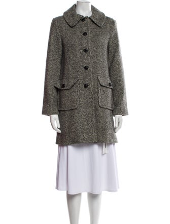 DÔEN Wool Tweed Pattern Faux Fur Coat