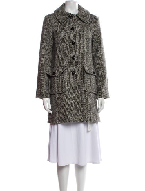 DÔEN Wool Tweed Pattern Faux Fur Coat
