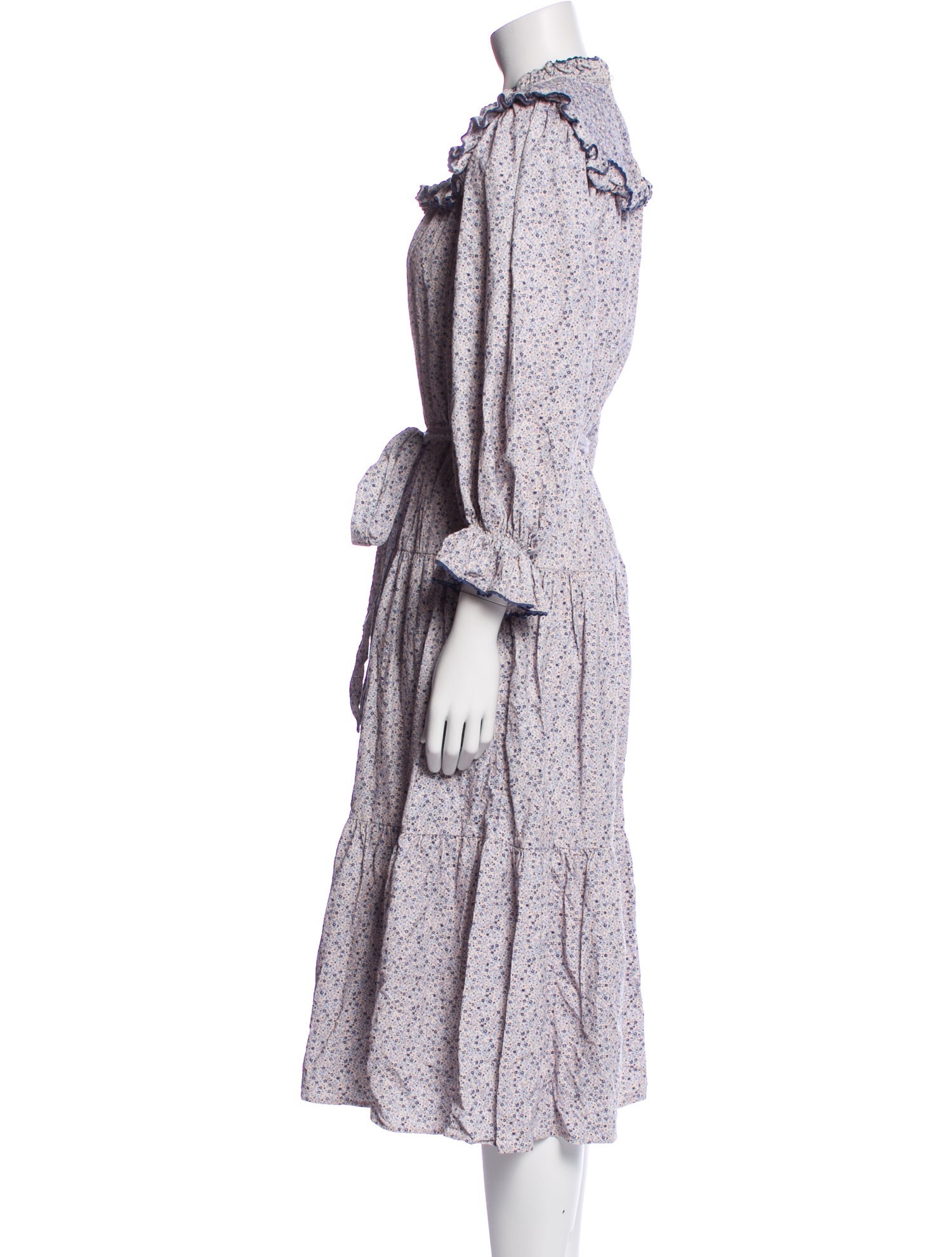 DÔEN Floral Print Midi Length Dress