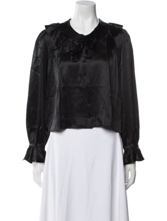 DÔEN Silk Crew Neck Button-Up Top