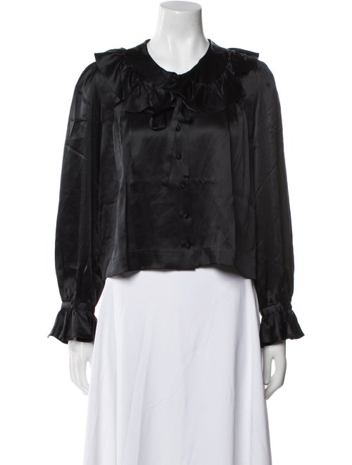 DÔEN Silk Crew Neck Button-Up Top