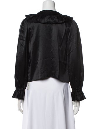 DÔEN Silk Crew Neck Button-Up Top