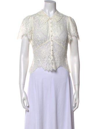 DÔEN Lace Pattern Short Sleeve Crop Top